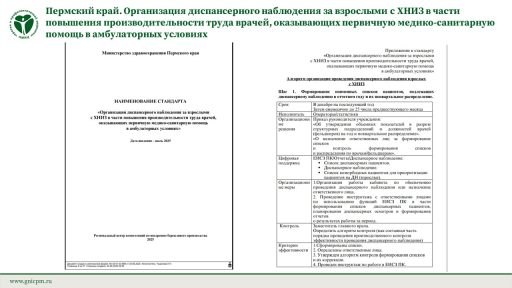 Пермский край. Организация диспансерного наблюдения за взрослыми с ХНИЗ в части повышения производительности труда врачей, оказывающих первичную медико-санитарную помощь в амбулаторных условиях