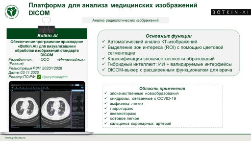 Обеспечение программное прикладное «Botkin.AI» для визуализации и обработки изображений стандарта DICOM