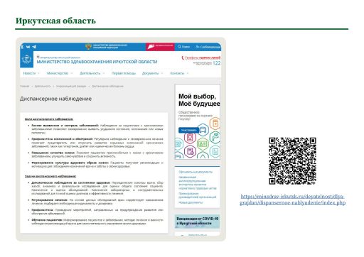 Иркутская область. Информация о диспансерном наблюдении на сайте РОИВ