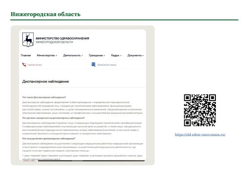 Нижегородская область. Информация о диспансерном наблюдении на сайте РОИВ