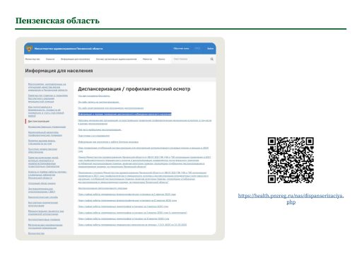 Пензенская область. Информация о диспансерном наблюдении на сайте РОИВ