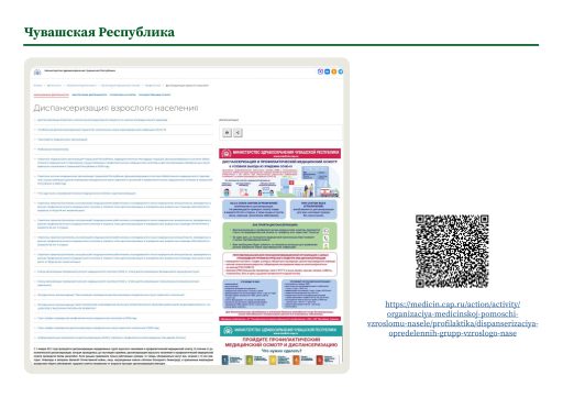 Чувашская Республика. Информация о ПМО и диспансеризации на сайте РОИВ