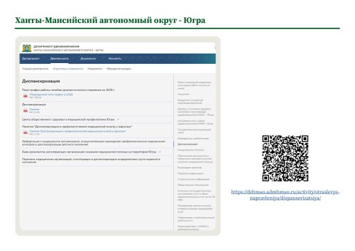 Ханты-Мансийский автономный округ — Югра. Информация о ПМО и диспансеризации на сайте РОИВ