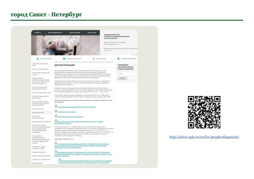 город Санкт-Петербург. Информация о ПМО и диспансеризации на сайте РОИВ