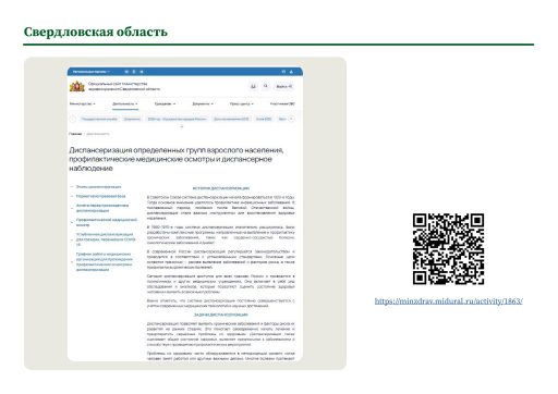 Свердловская область. Информация о ПМО и диспансеризации на сайте РОИВ